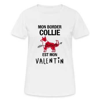 Mon Border collie est mon valentin 1 - T-shirt respirant Femme - blanc - Devant - AI Model Female 172 dark (172cm)