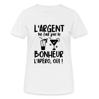 L apéritif l apéro fait le bonheur - T-shirt respirant Femme - blanc - Devant - AI Model Female 172 dark (172cm)