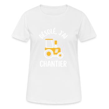 Chantier pelleteuse - T-shirt respirant Femme - blanc - Devant - AI Model Female 172 dark (172cm)