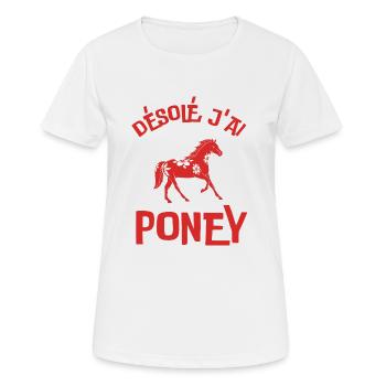 Poney cheval - T-shirt respirant Femme - blanc - Devant - AI Model Female 172 dark (172cm)