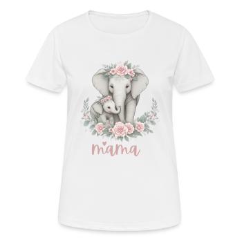 Mama Heart Floral Wreath Elephant Baby Shower - Frauen T-Shirt atmungsaktiv - Weiß - Vorne - AI Model Female 172 dark (172cm)