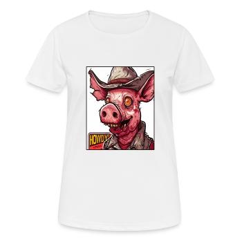 Hinterwäldler, Redneck, Zombie-Cowboy-Schwein - Frauen T-Shirt atmungsaktiv - Weiß - Vorne - AI Model Female 172 dark (172cm)