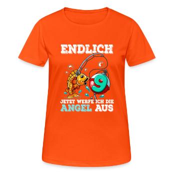 9 Birthday Angler Fishing - Women's Breathable T-Shirt - neon orange - Front - AI Model Female 172 dark (172cm)