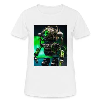 Digitale Kunst eines Roboter-Mikrofons - Frauen T-Shirt atmungsaktiv - Weiß - Vorne - AI Model Female 172 dark (172cm)
