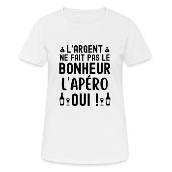Humour apéritif apéro - T-shirt respirant Femme - blanc - Devant - AI Model Female 172 dark (172cm)