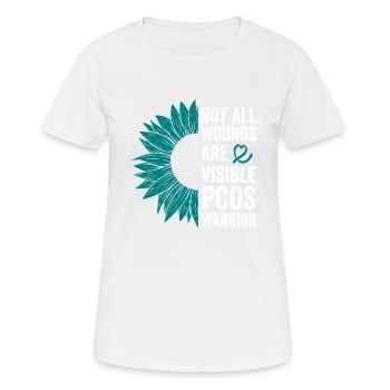 Guerrier SOPK : Combat invisible - T-shirt respirant Femme - blanc - Devant - AI Model Female 172 dark (172cm)