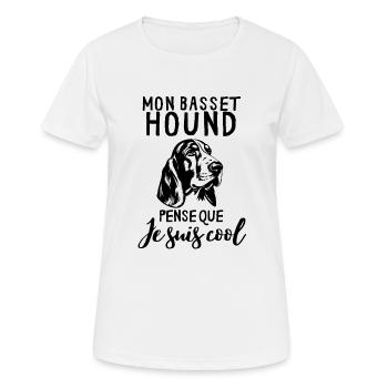 Chien de race basset hound - T-shirt respirant Femme - blanc - Devant - AI Model Female 172 dark (172cm)
