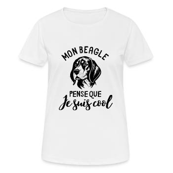 Beagle race de chien école canine - T-shirt respirant Femme - blanc - Devant - AI Model Female 172 dark (172cm)