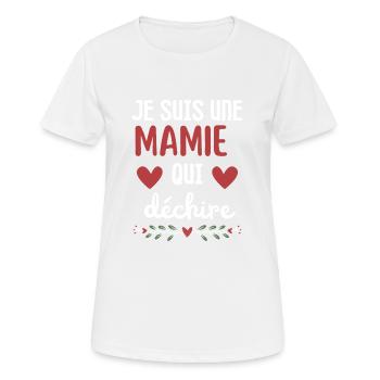 Je suis une mamie qui déchire 1 - T-shirt respirant Femme - blanc - Devant - AI Model Female 172 dark (172cm)