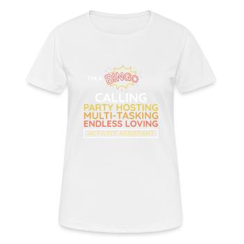 Appréciation de l’assistant d’activité fier - T-shirt respirant Femme - blanc - Devant - AI Model Female 172 dark (172cm)