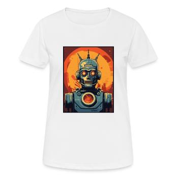 Art Deco Cartoon Retro Roboter Invasion - Frauen T-Shirt atmungsaktiv - Weiß - Vorne - AI Model Female 172 dark (172cm)