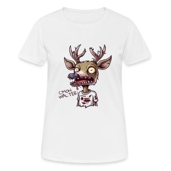 A completely broken reindeer asks Walter for more - Women's Breathable T-Shirt - white - Front - AI Model Female 172 dark (172cm)