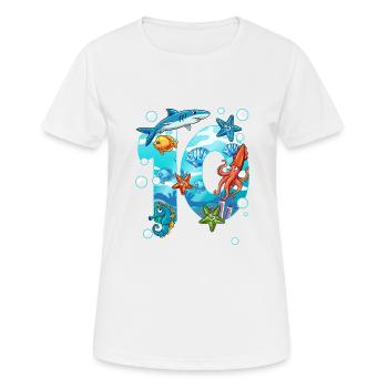 10e anniversaire créatures marines - T-shirt respirant Femme - blanc - Devant - AI Model Female 172 dark (172cm)