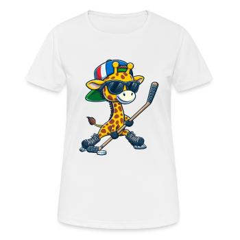 Bâton de hockey sur glace lunatique Double bâtongirafe - T-shirt respirant Femme - blanc - Devant - AI Model Female 172 dark (172cm)