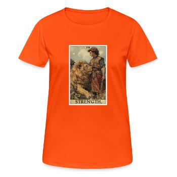 Tarotkarten Tarotkarte Strength Kraft - Frauen T-Shirt atmungsaktiv - Neonorange - Vorne - AI Model Female 172 dark (172cm)