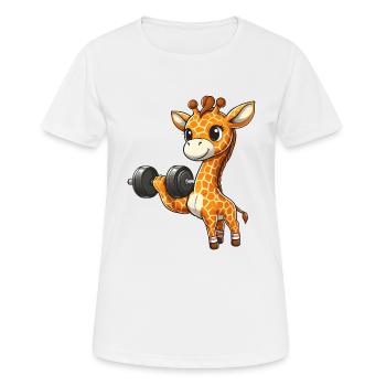 Giraffe Bench Press Workout - Women's Breathable T-Shirt - white - Front - AI Model Female 172 dark (172cm)
