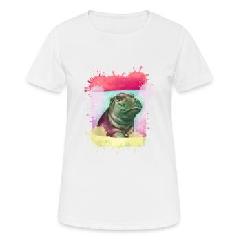 Hippopotame, coloré, peinture, bébé, peinture - T-shirt respirant Femme - blanc - Devant - AI Model Female 172 dark (172cm)