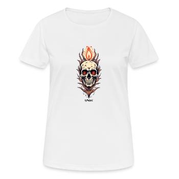 Tattoo-inspirierte Fackel Kerze mit Totenkopf - Frauen T-Shirt atmungsaktiv - Weiß - Vorne - AI Model Female 172 dark (172cm)