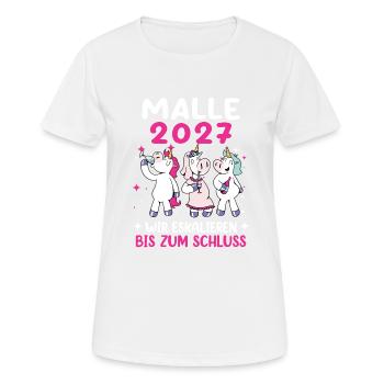 Damen Malle 2027 - Frauen T-Shirt atmungsaktiv - Weiß - Vorne - AI Model Female 172 dark (172cm)
