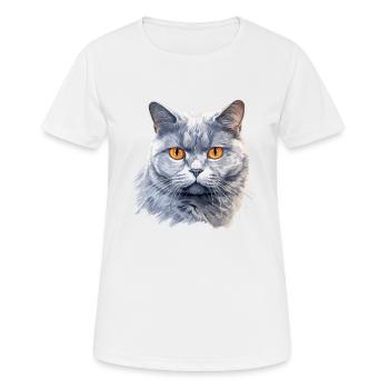 Cat Cats British Shorthair British Shorthair - Women's Breathable T-Shirt - white - Front - AI Model Female 172 dark (172cm)