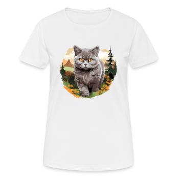 Cat Cats British Shorthair British Shorthair - Women's Breathable T-Shirt - white - Front - AI Model Female 172 dark (172cm)