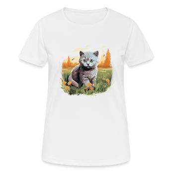 Cat Cats British Shorthair British Shorthair - Women's Breathable T-Shirt - white - Front - AI Model Female 172 dark (172cm)