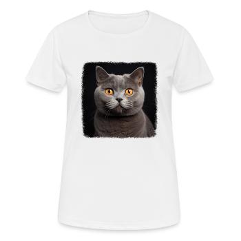 Cat Cats British Shorthair British Shorthair - Women's Breathable T-Shirt - white - Front - AI Model Female 172 dark (172cm)