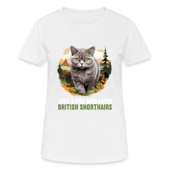 Cat Cats British Shorthair British Shorthair - Women's Breathable T-Shirt - white - Front - AI Model Female 172 dark (172cm)