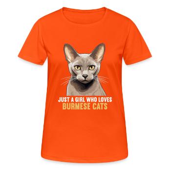 Burmese Cat Burma Katze - Frauen T-Shirt atmungsaktiv - Neonorange - Vorne - AI Model Female 172 dark (172cm)
