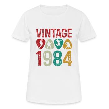 Vintage 1984 Guitar Pick Guitar Player - Women's Breathable T-Shirt - white - Front - AI Model Female 172 dark (172cm)