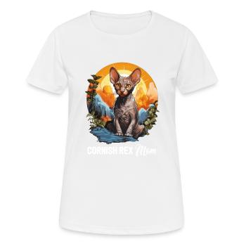 Cornish Rex Kätzchen Cornish Rex Katze - Frauen T-Shirt atmungsaktiv - Weiß - Vorne - AI Model Female 172 dark (172cm)