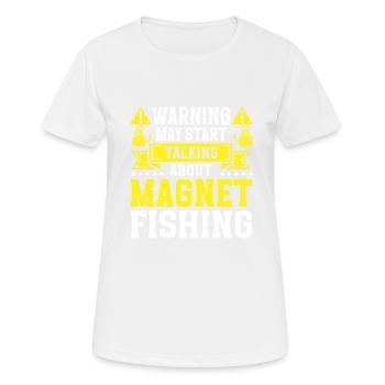 Pêche à l’aimant - T-shirt respirant Femme - blanc - Devant - AI Model Female 172 dark (172cm)