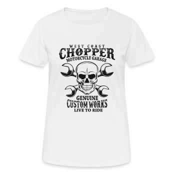 Totenkopf Biker Spruch West Coast Chopper - Frauen T-Shirt atmungsaktiv - Weiß - Vorne - AI Model Female 172 dark (172cm)