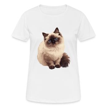 Chat de l’Himalaya Colourpoint Katze - T-shirt respirant Femme - blanc - Devant - AI Model Female 172 dark (172cm)