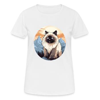 Chat de l’Himalaya Colourpoint Katze - T-shirt respirant Femme - blanc - Devant - AI Model Female 172 dark (172cm)