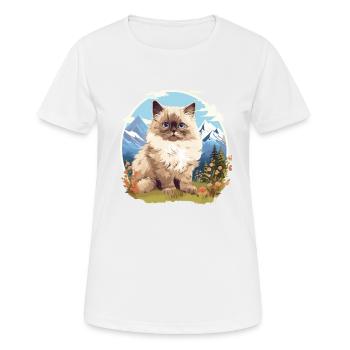 Chat de l’Himalaya Colourpoint Katze - T-shirt respirant Femme - blanc - Devant - AI Model Female 172 dark (172cm)