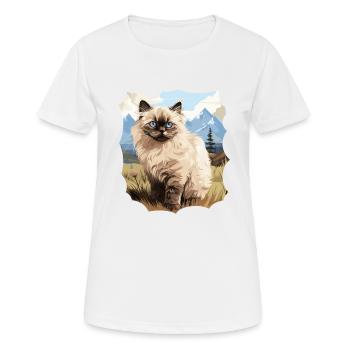 Chat de l’Himalaya Colourpoint Katze - T-shirt respirant Femme - blanc - Devant - AI Model Female 172 dark (172cm)
