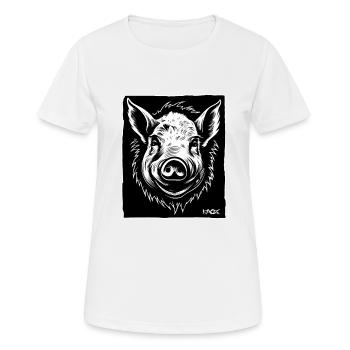 un cochon, une truie, un verrat - T-shirt respirant Femme - blanc - Devant - AI Model Female 172 dark (172cm)