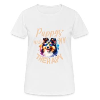 Watercolour Shetland Sheepdog and Puppy - Women's Breathable T-Shirt - white - Front - AI Model Female 172 dark (172cm)