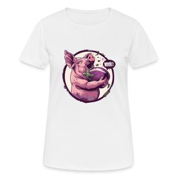 Auberginen liebendes vegetarisches Schwein - Frauen T-Shirt atmungsaktiv - Weiß - Vorne - AI Model Female 172 dark (172cm)