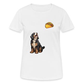 Bernedoodle Staring At Taco - Women's Breathable T-Shirt - white - Front - AI Model Female 172 dark (172cm)