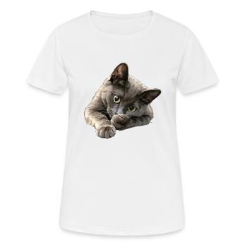 Chat bleu russe Russisch Blau Katze - T-shirt respirant Femme - blanc - Devant - AI Model Female 172 dark (172cm)