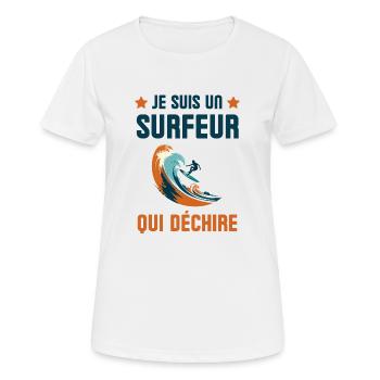 Je suis un surfeur qui déchire 1 - T-shirt respirant Femme - blanc - Devant - AI Model Female 172 dark (172cm)