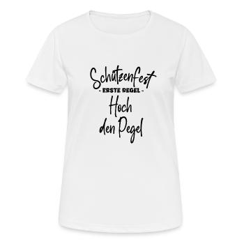 Schützenfest Outfit Trinkspruch Hoch den Pegel - Frauen T-Shirt atmungsaktiv - Weiß - Vorne - AI Model Female 172 dark (172cm)