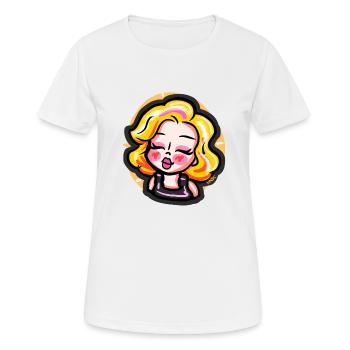 Blondes Cartoon-Mädchen im Comic-Stil - Frauen T-Shirt atmungsaktiv - Weiß - Vorne - AI Model Female 172 dark (172cm)