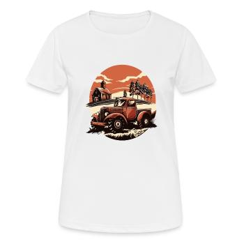 Idylle rurale : grange et tracteur, agriculteurs - T-shirt respirant Femme - blanc - Devant - AI Model Female 172 dark (172cm)