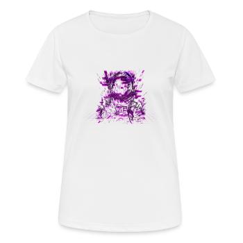 80 ans de tige glitch astronaute tons violets cosmos - T-shirt respirant Femme - blanc - Devant - AI Model Female 172 dark (172cm)