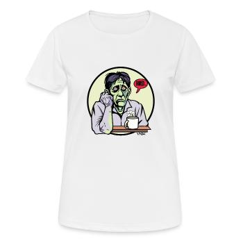 Zombie ennuyé avec du café et de la fleur - T-shirt respirant Femme - blanc - Devant - AI Model Female 172 dark (172cm)