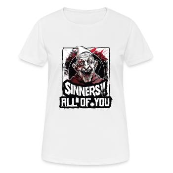 Crazy Religious Man: Sinners, All of You - Women's Breathable T-Shirt - white - Front - AI Model Female 172 dark (172cm)