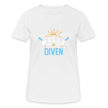 Malle Diven - Frauen T-Shirt atmungsaktiv - Weiß - Vorne - AI Model Female 172 dark (172cm)